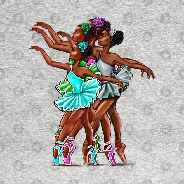 African American, Black ballerina girls with corn rows ballet dancing 10 ! black girl with Afro hair and dark brown skin wearing a green tutu. Love Ballet by Artonmytee